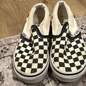 Vans Kids Black and White Checkered Slip-On Sneakers